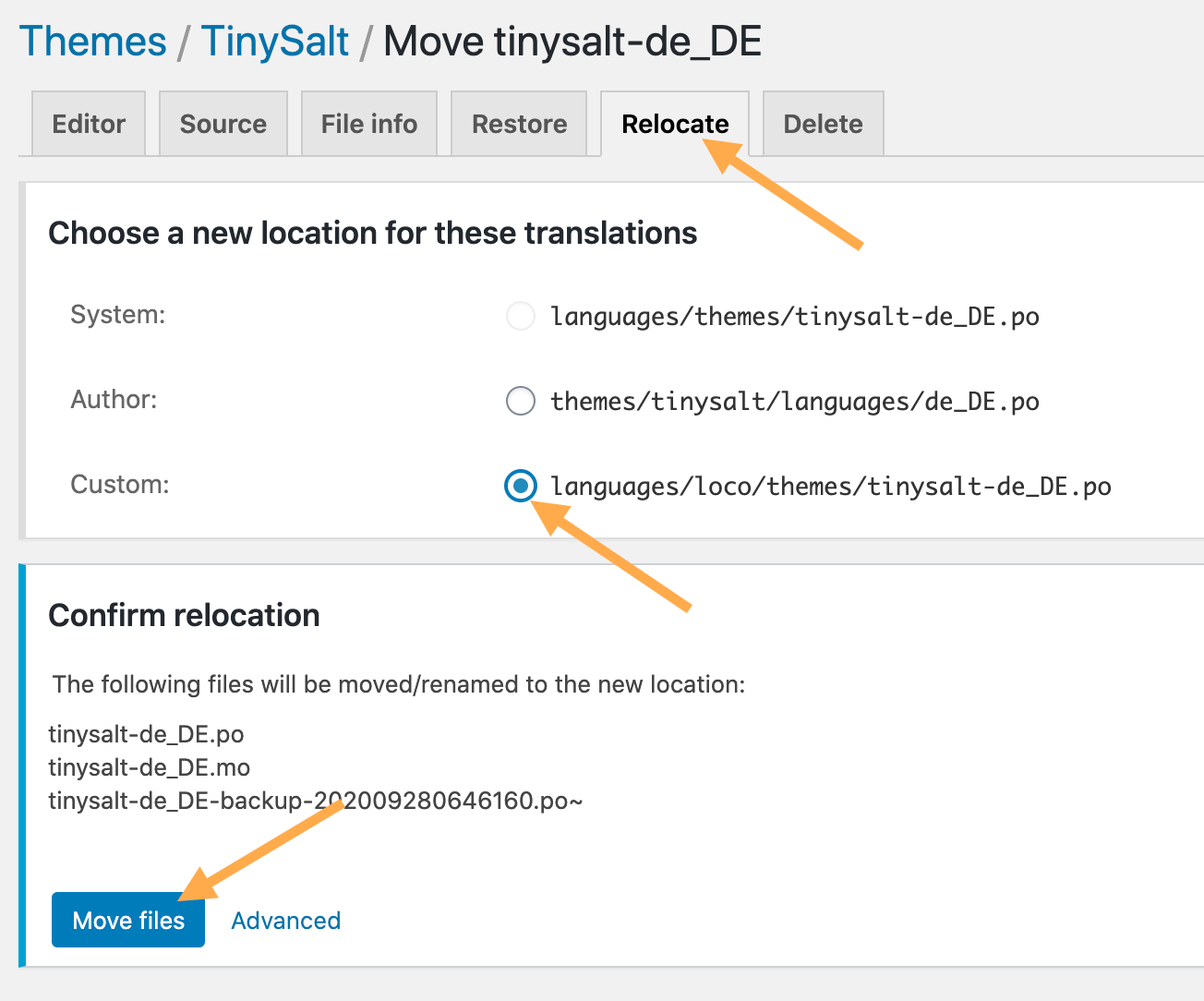 Relocate your translated files.