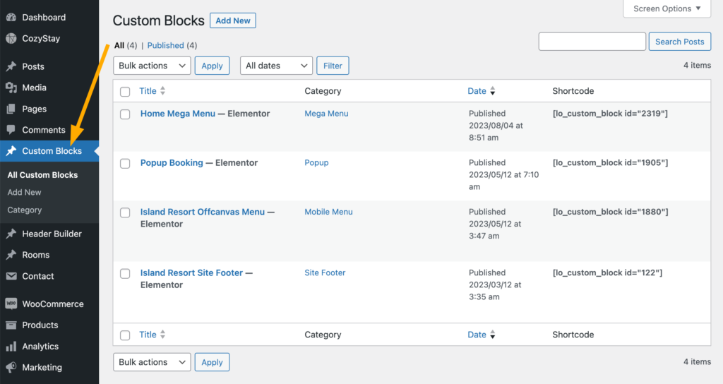 Custom Blocks – CozyStay Knowledge Base