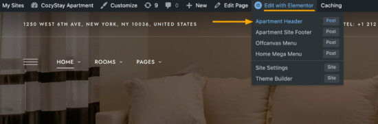 Edit Site Header (after importing a demo) – CozyStay Knowledge Base