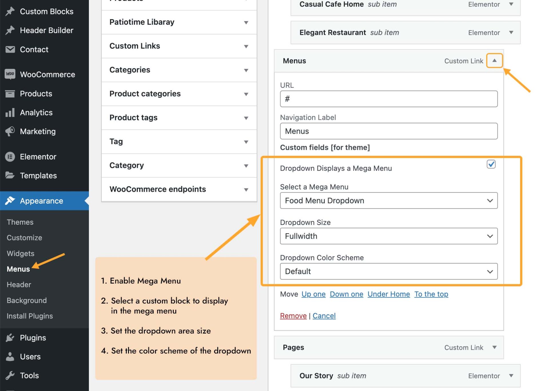 Mega Menu – PatioTime Knowledge Base