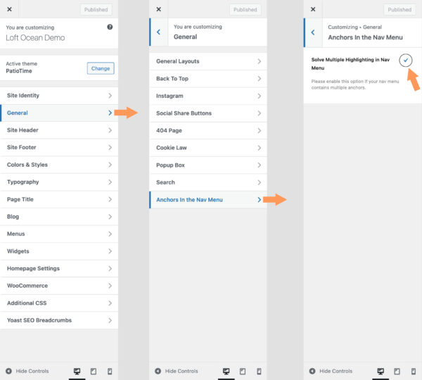 Anchors in Navigation Menu – PatioTime Knowledge Base