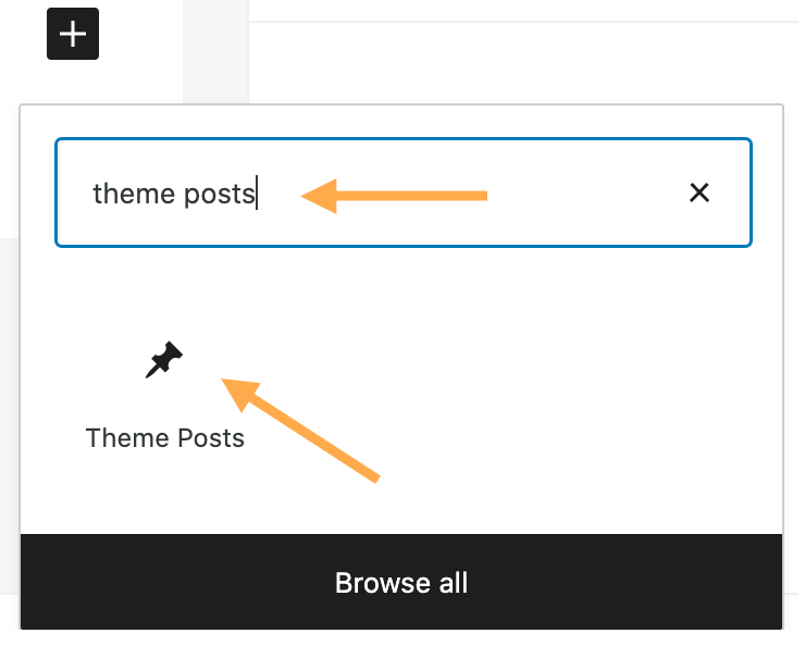 Search Theme Posts in Gutenberg editor