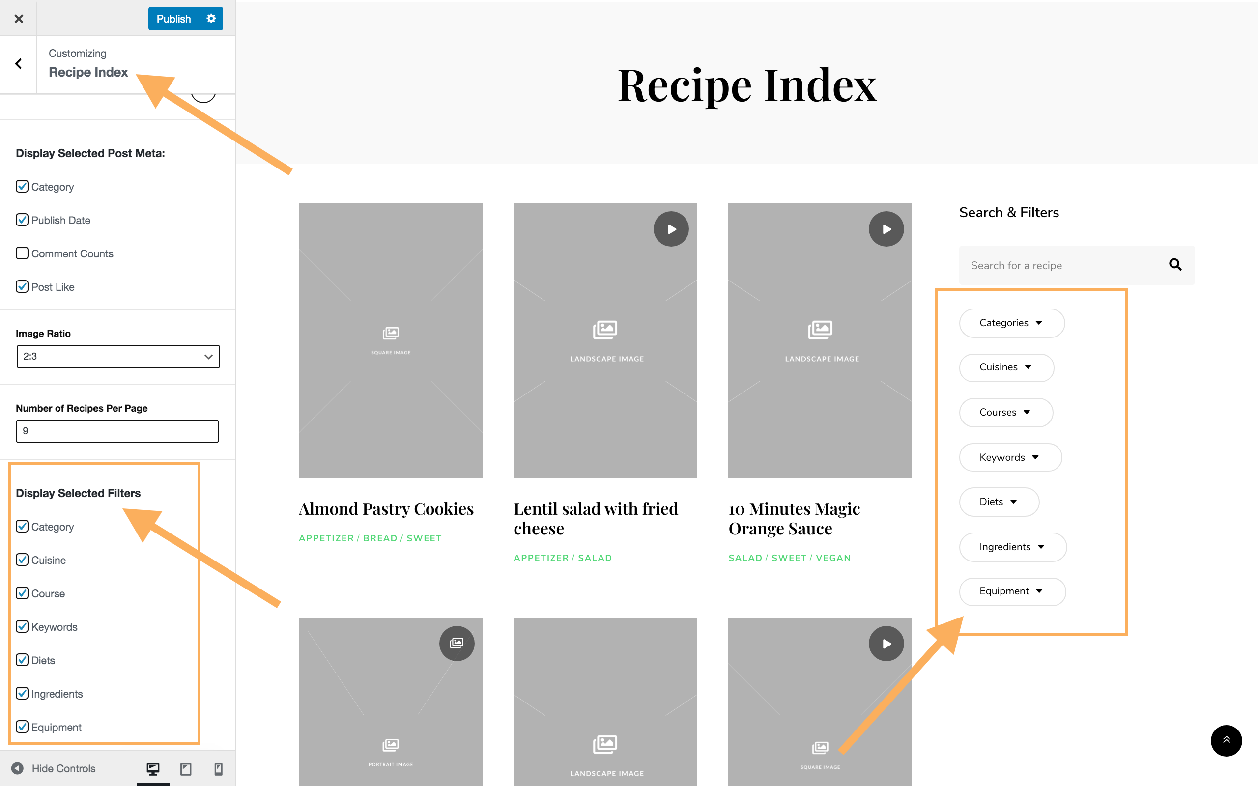 Recipe Index Filters