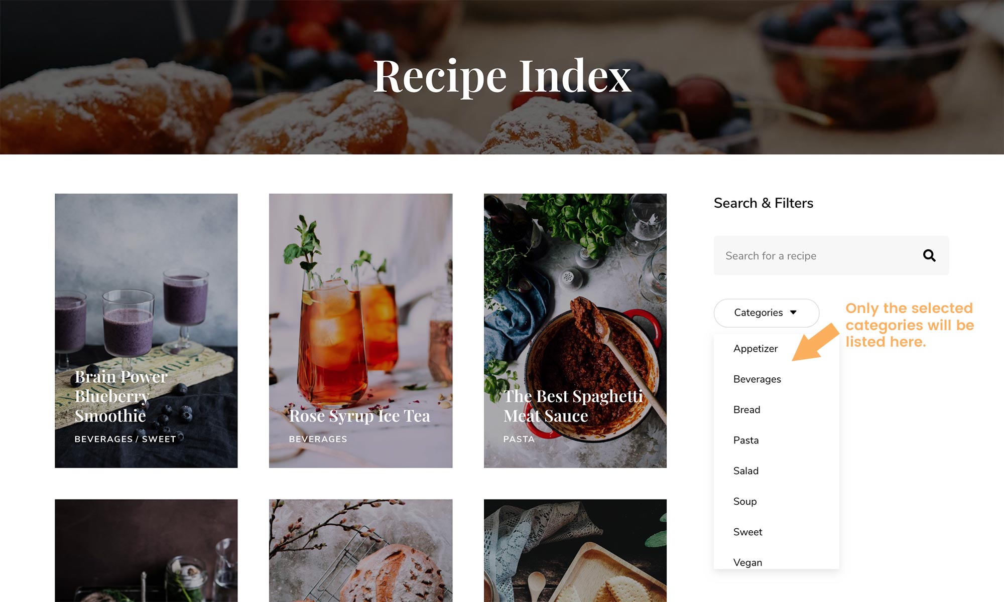 Recipe Index Page